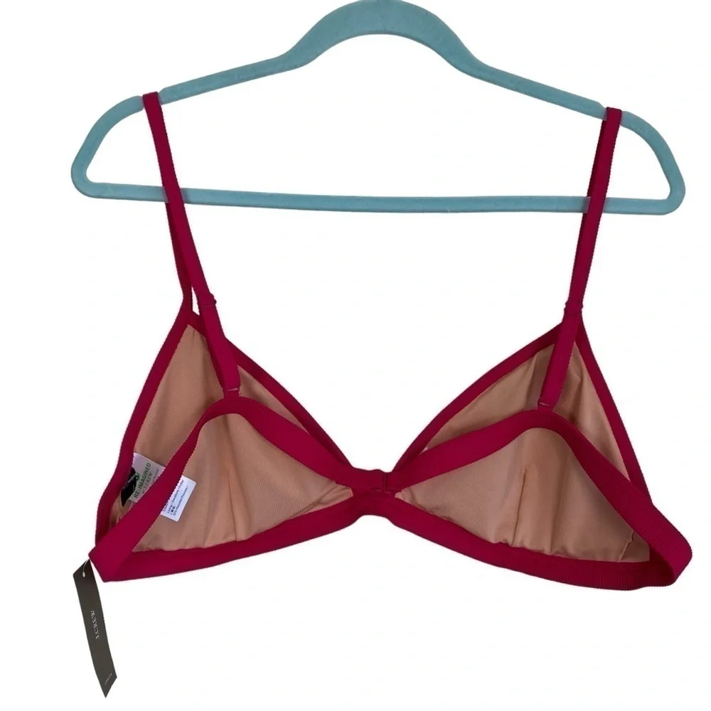 NWT J. Crew Ribbed Triangle Bikini Top Wild Hibiscus Pink Sz XXL